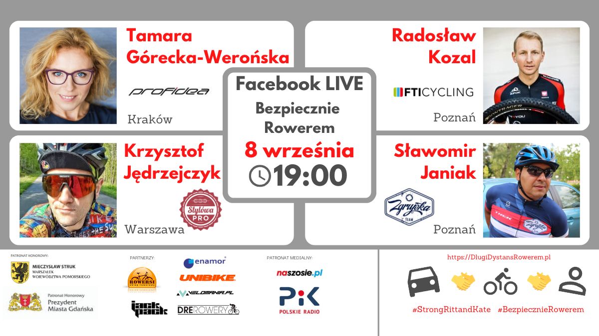 goście FB Live Tamara Górecka-Werońska, Radek Kozal, Krzysiek Jędrzejczyk, Sławomir Janiak